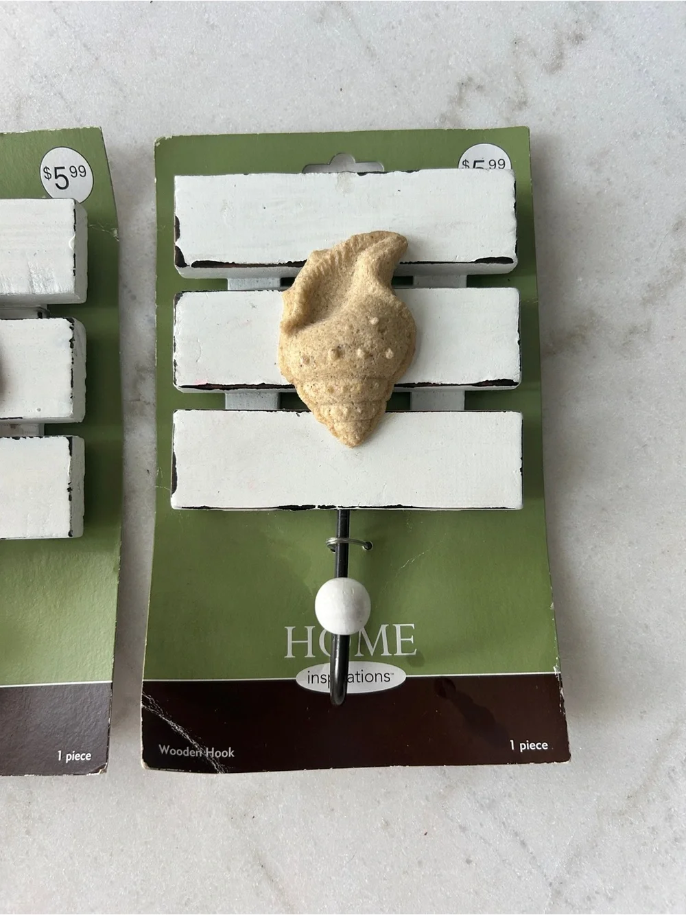 Beige Shell Wall Hook - Set of 2